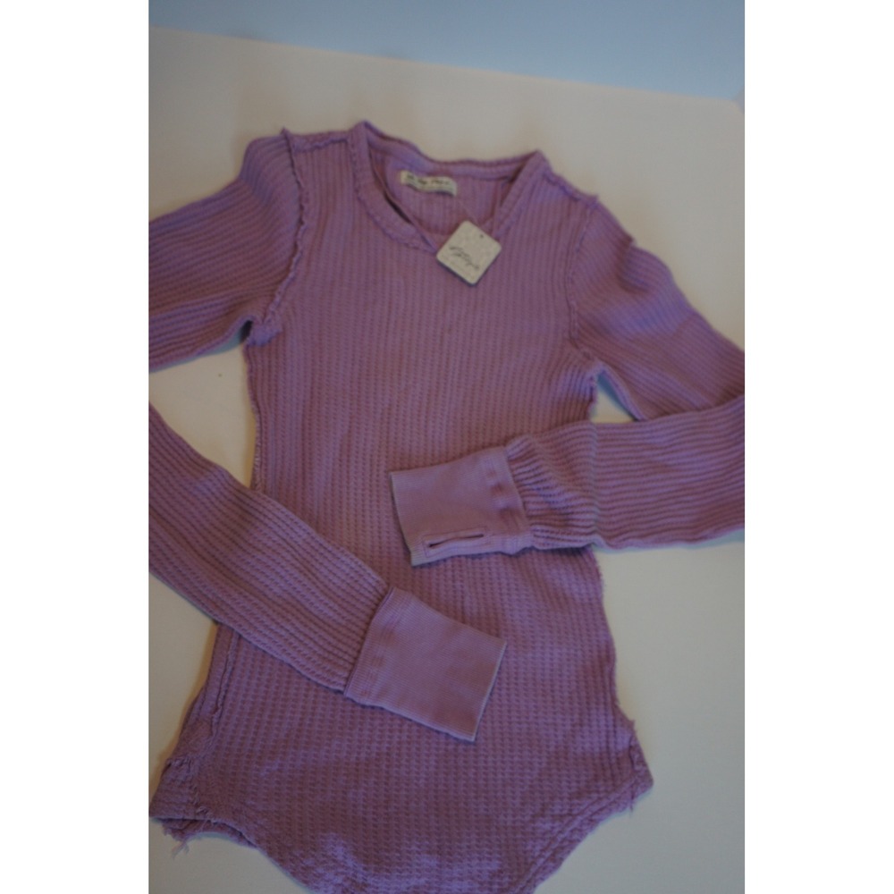 Free People We The Free Waffle Thermal Top Lupine Purple OB1803865 XS